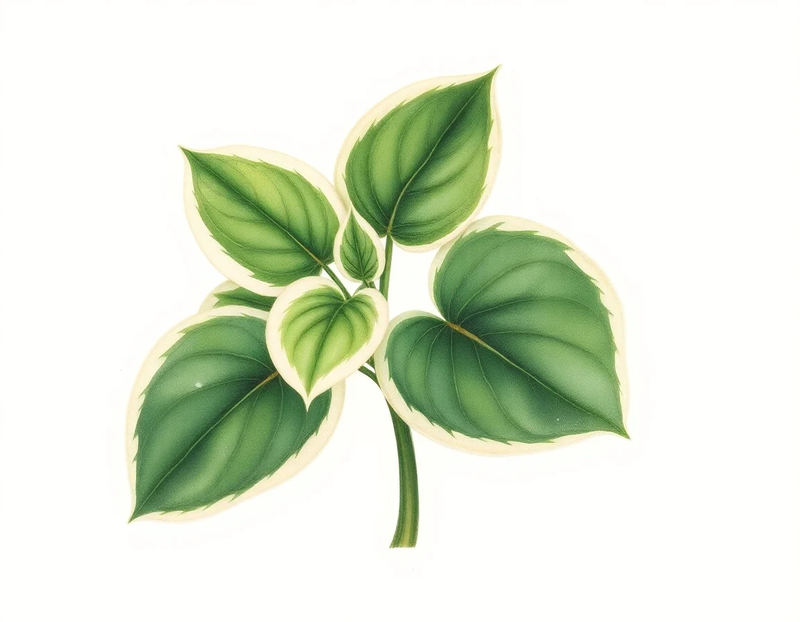 Watercolor illustration of Hosta 'Krossa Cream Edge'