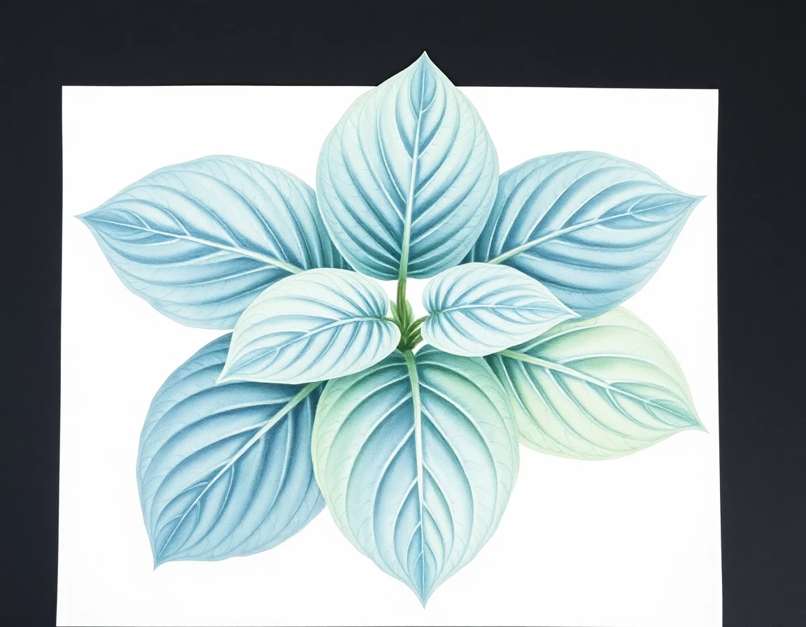 Watercolor illustration of Hosta 'Kuk's Concoction'