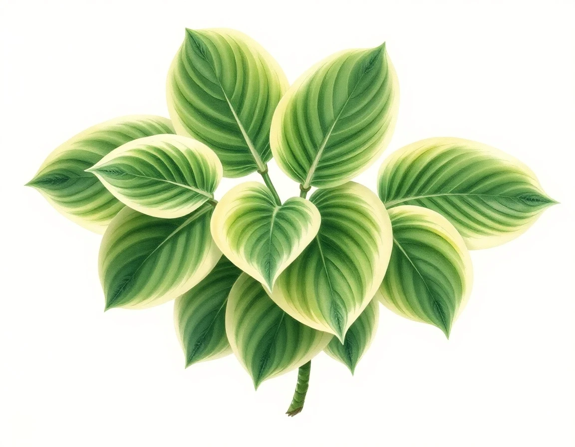 Watercolor illustration of Hosta 'Lady Godiva'