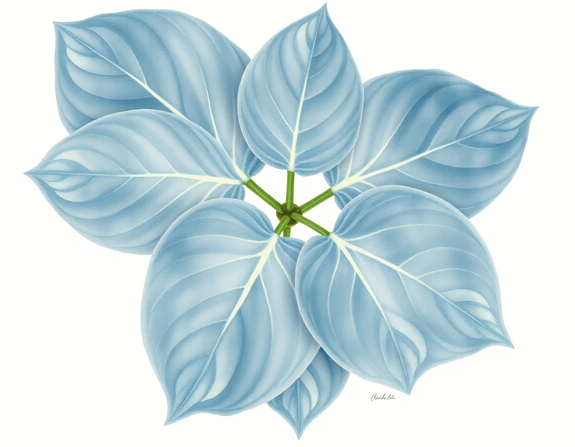 Watercolor illustration of Hosta 'Lakeport Blue'