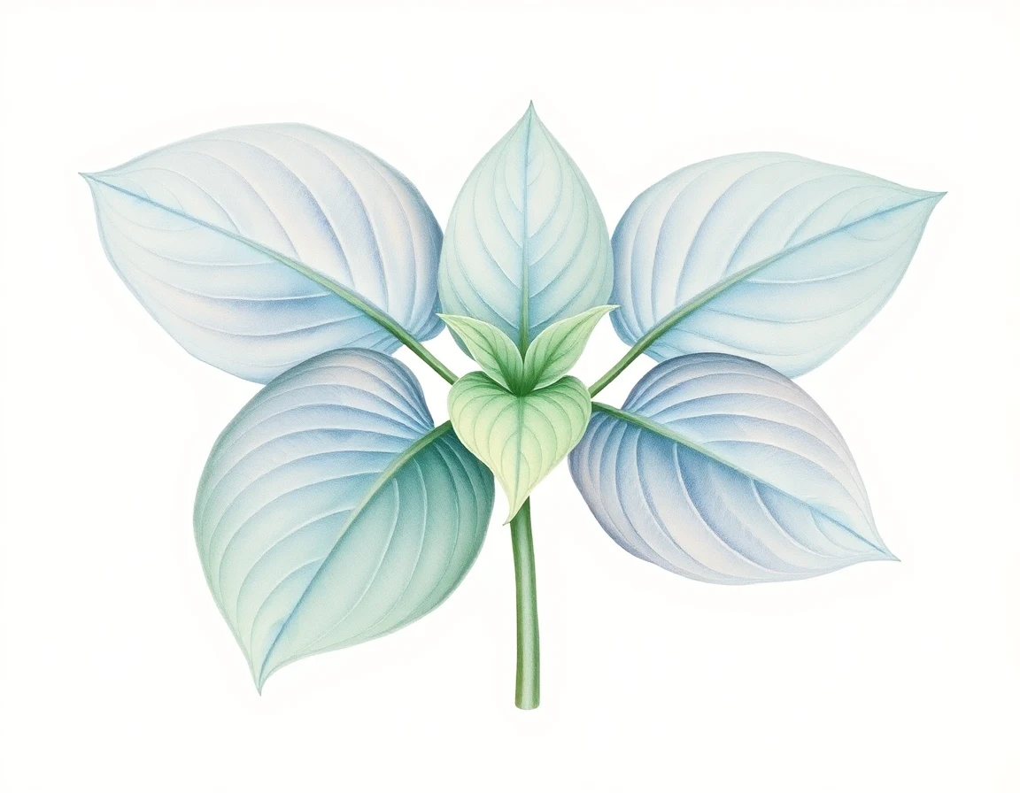 Watercolor illustration of Hosta 'Lakeside Alex Andra'
