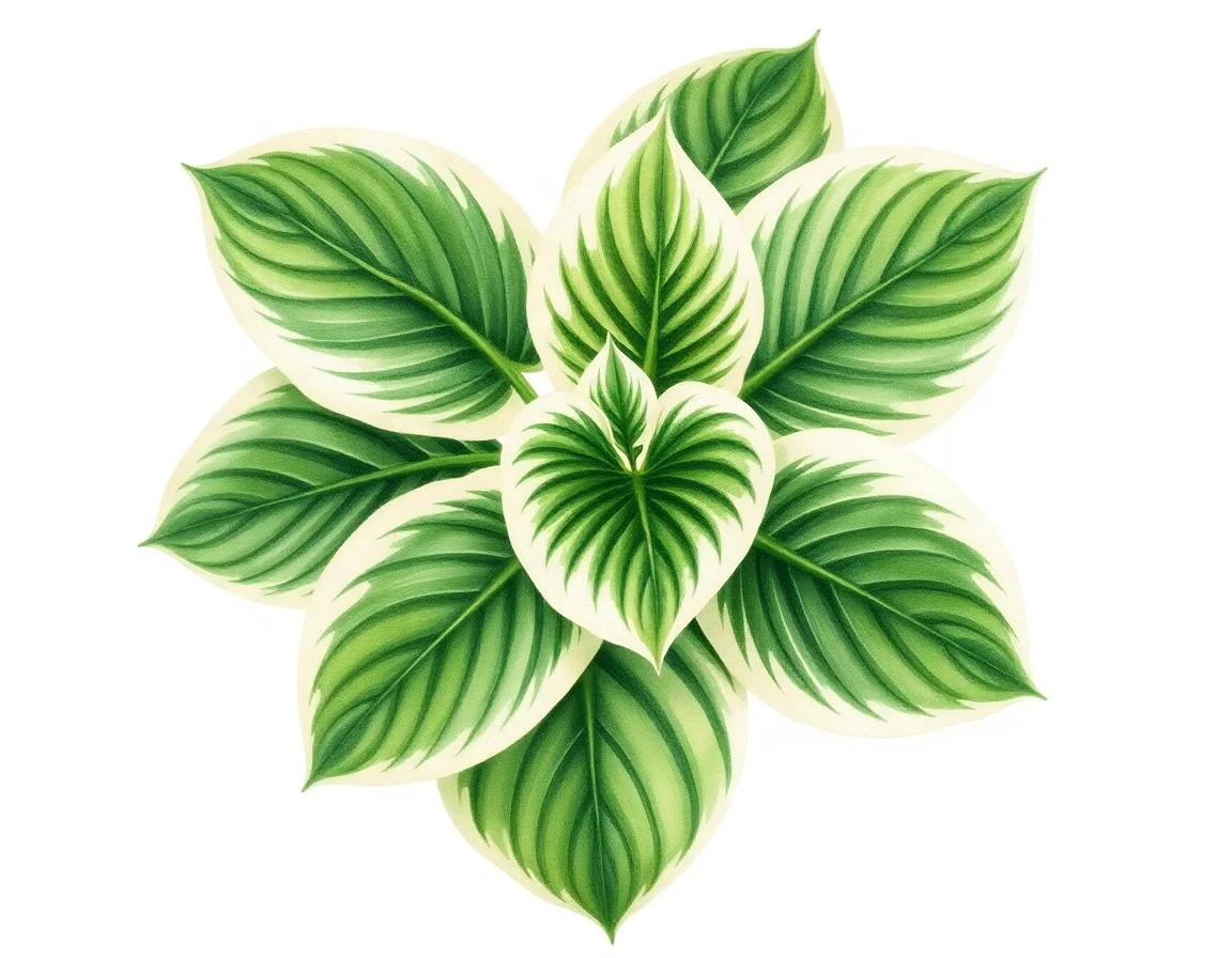 Watercolor illustration of Hosta 'Lakeside Beloved'