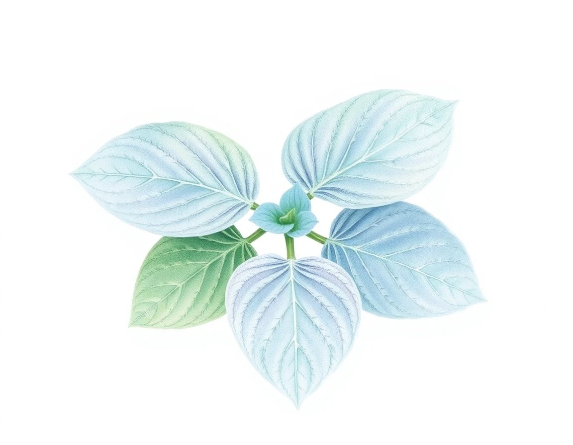 Watercolor illustration of Hosta 'Lakeside Blue Cherub'