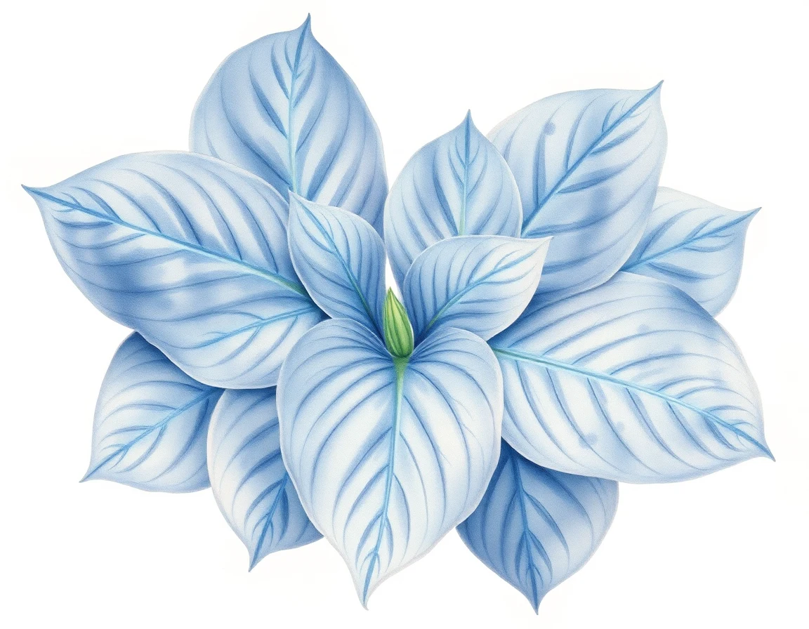 Watercolor illustration of Hosta 'Lakeside Blue Jeans'