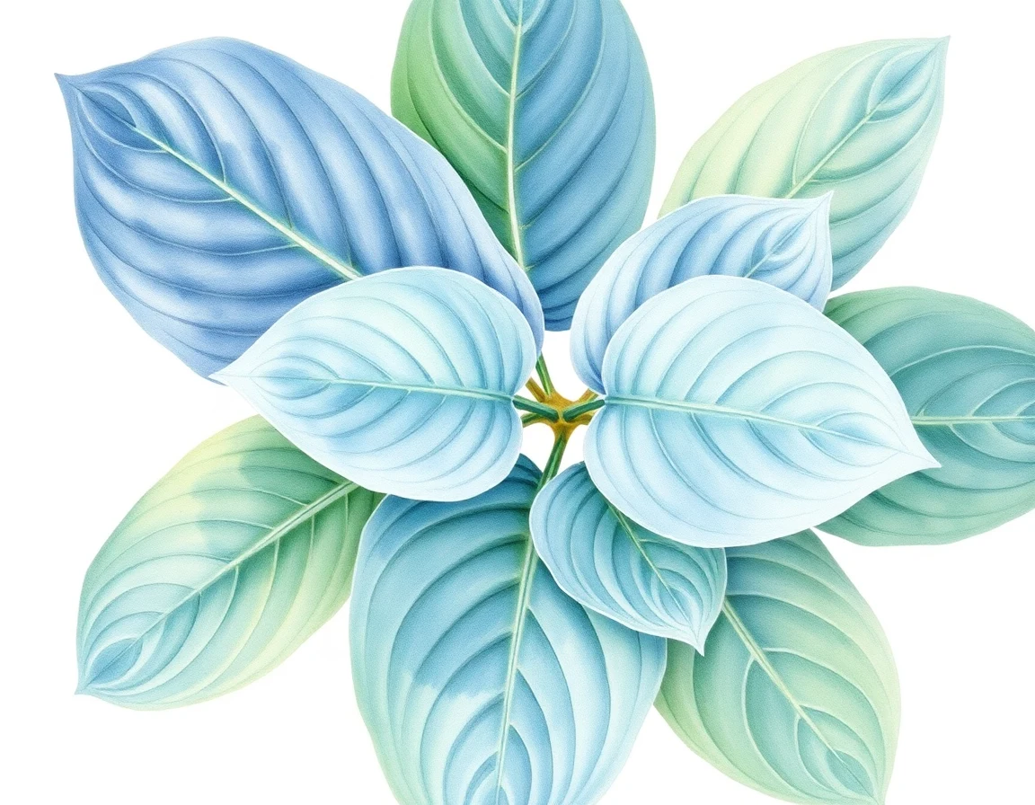 Watercolor illustration of Hosta 'Lakeside Breaking Waves'