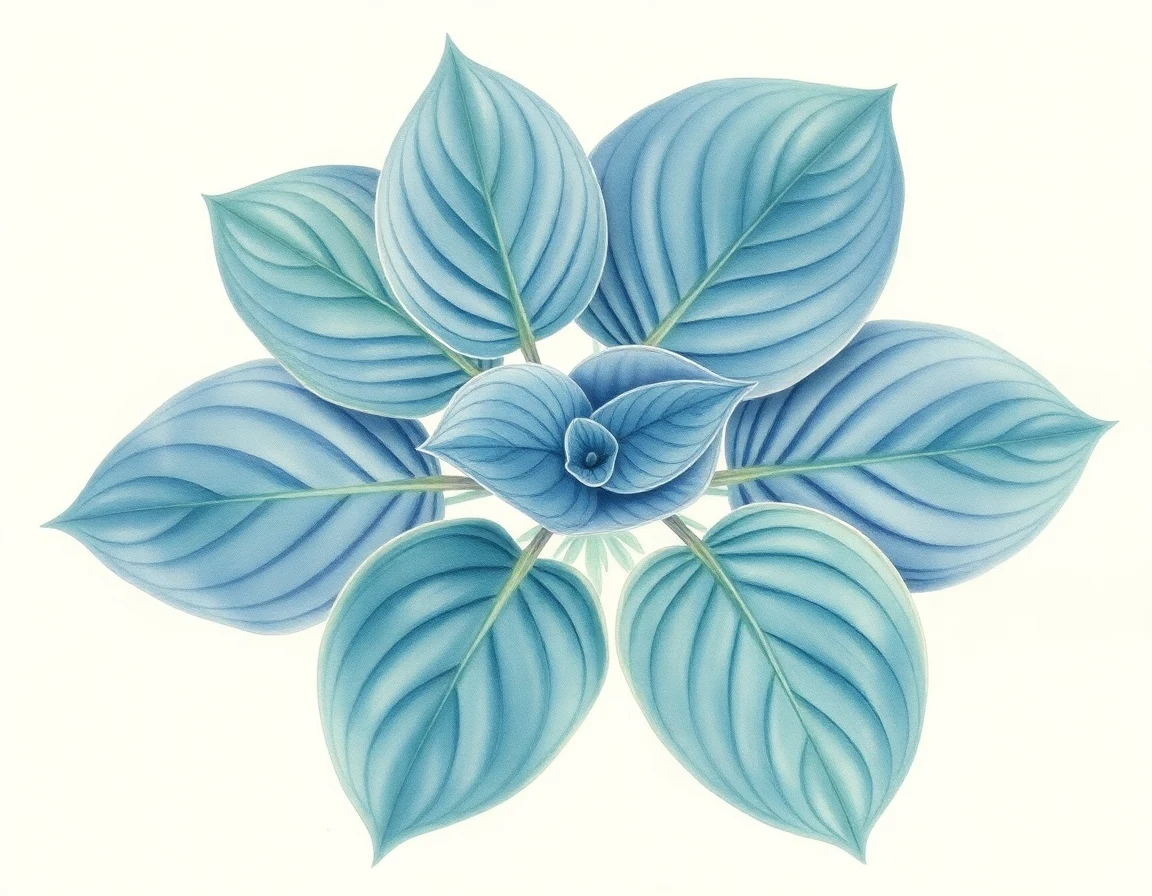 Watercolor illustration of Hosta 'Lakeside Cha Cha'