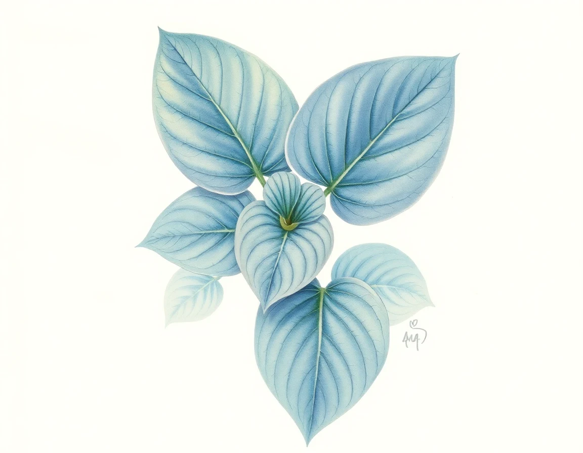 Watercolor illustration of Hosta 'Lakeside Cogwheel'