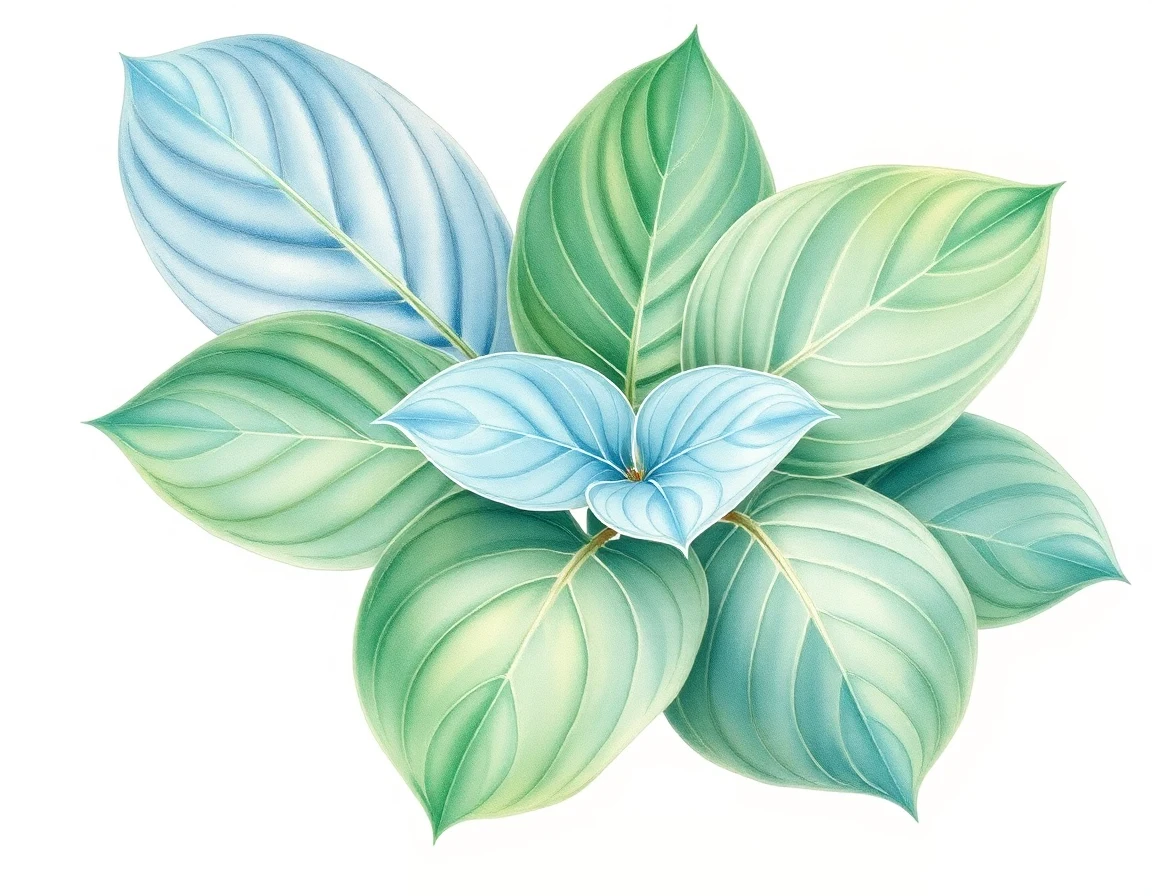 Watercolor illustration of Hosta 'Lakeside Contender'