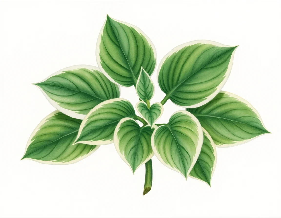 Watercolor illustration of Hosta 'Lakeside Cricket'
