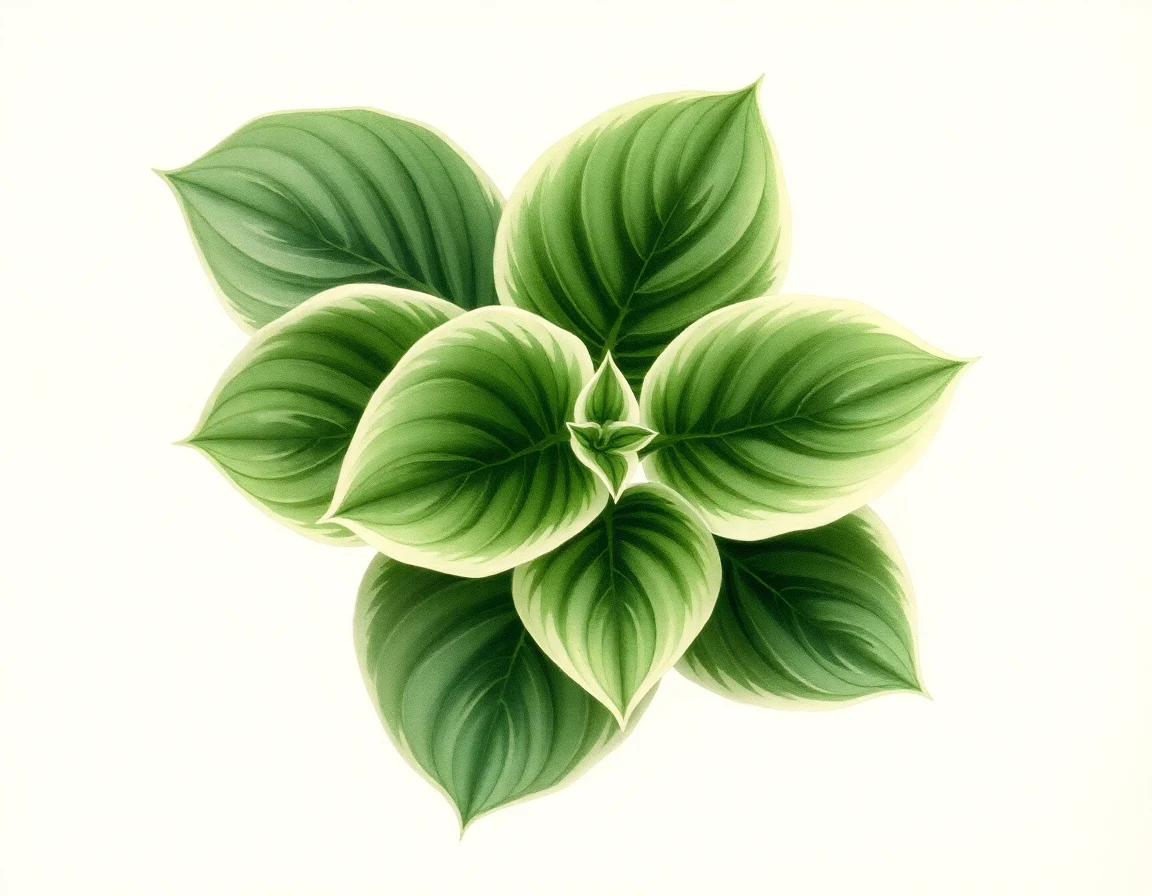 Watercolor illustration of Hosta 'Lakeside Dimpled Darling'