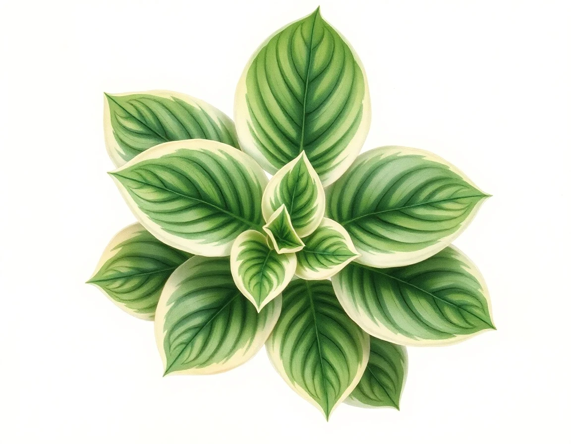 Watercolor illustration of Hosta 'Lakeside Dividing Line'