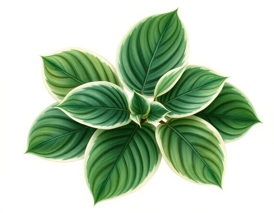 Watercolor illustration of Hosta 'Lakeside Doodad'