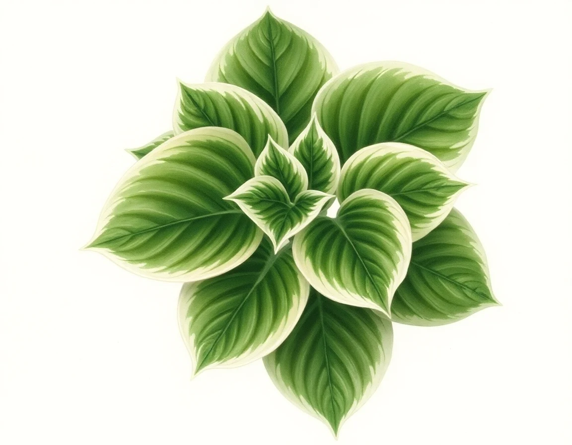 Watercolor illustration of Hosta 'Lakeside Dot Com'