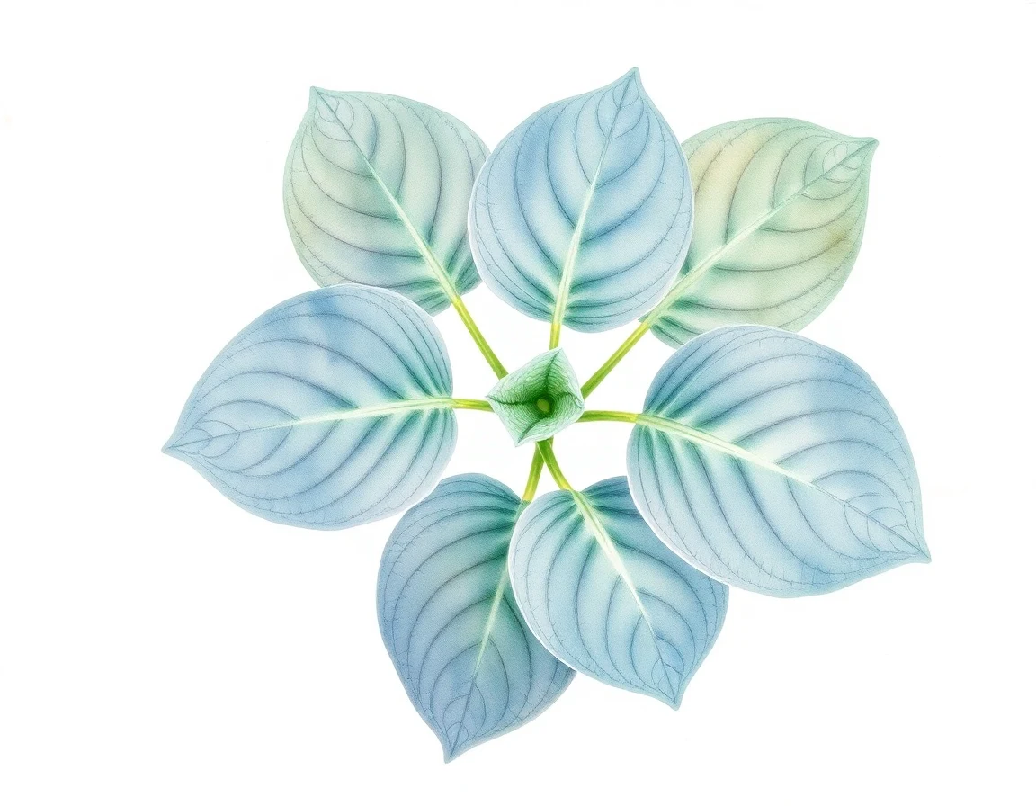 Watercolor illustration of Hosta 'Lakeside Dragonfly'