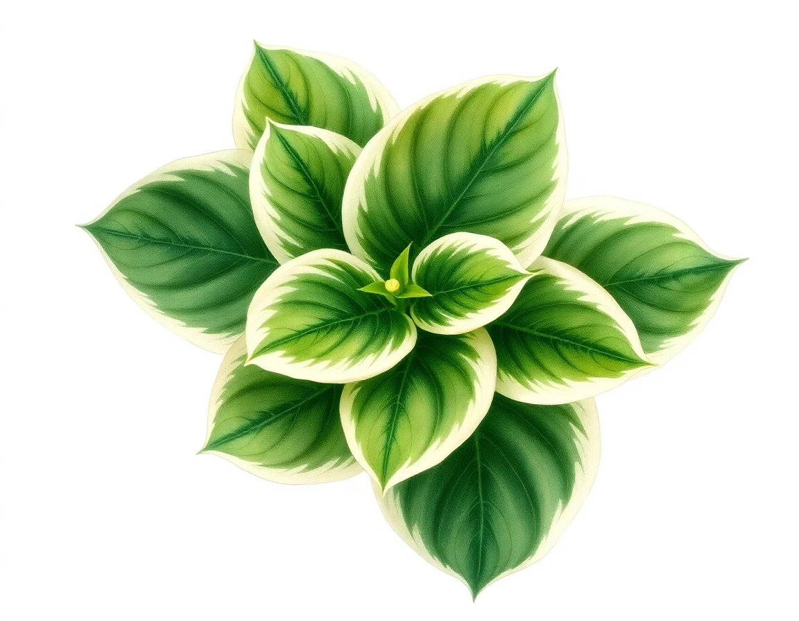 Watercolor illustration of Hosta 'Lakeside Explosion'