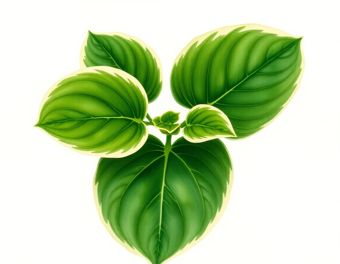 Watercolor illustration of Hosta 'Lakeside Feather Light'