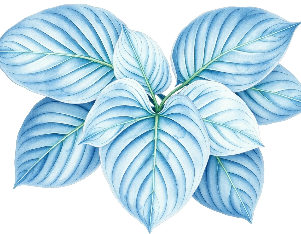 Watercolor illustration of Hosta 'Lakeside Foaming Sea'