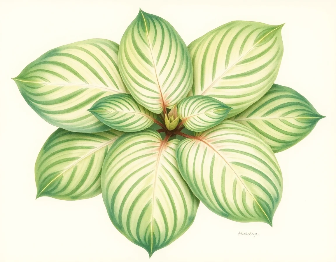 Watercolor illustration of Hosta 'Lakeside Foiled Plot'