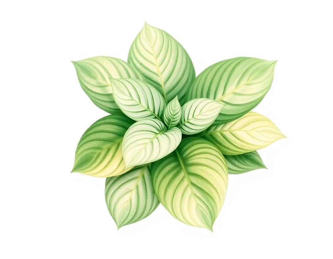Watercolor illustration of Hosta 'Lakeside Fresh Prince'