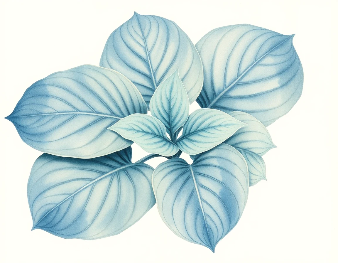 Watercolor illustration of Hosta 'Lakeside Frosted Mint'