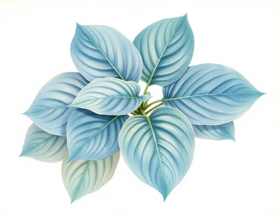 Watercolor illustration of Hosta 'Lakeside Keepsake'
