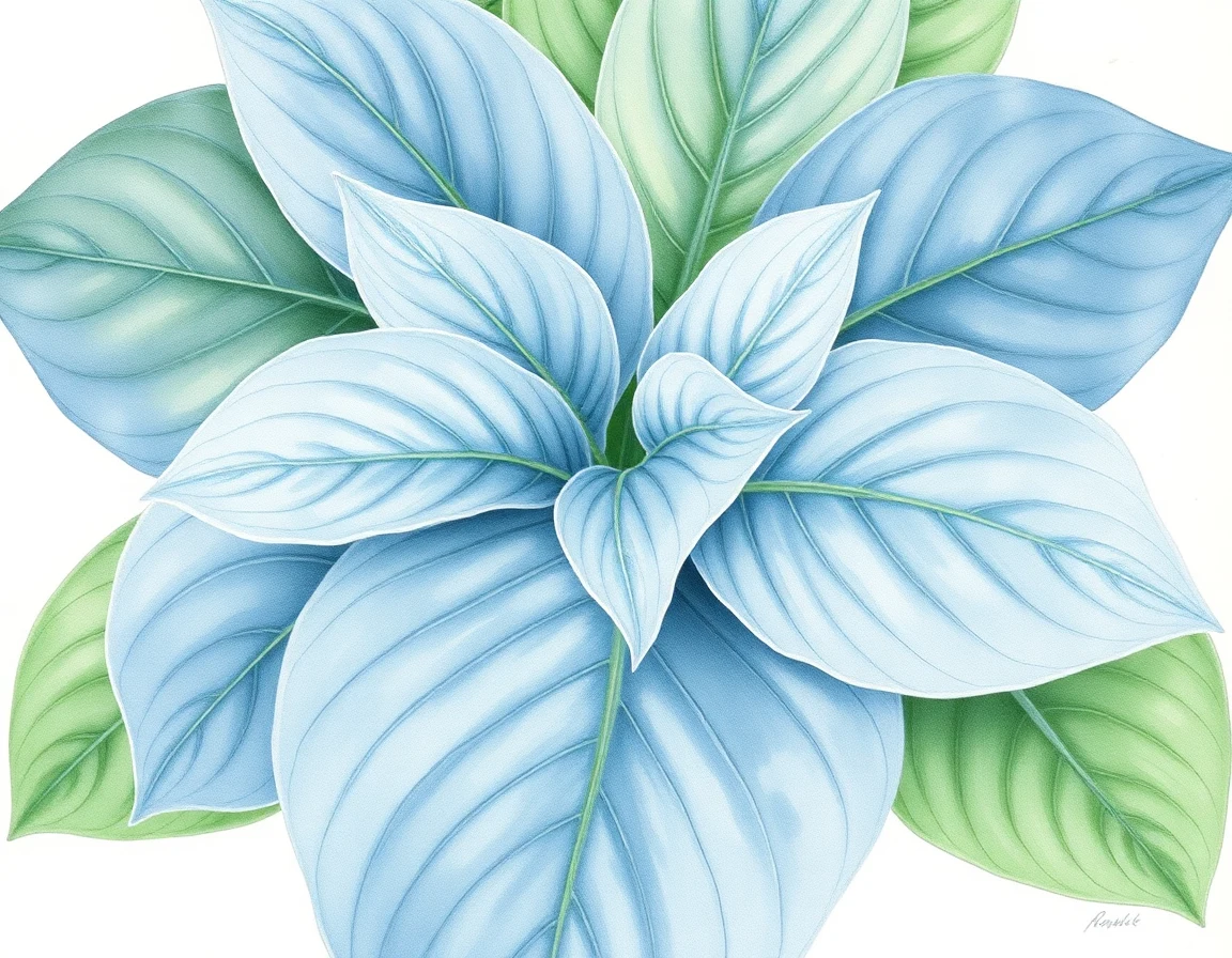 Watercolor illustration of Hosta 'Lakeside Khum Kaw'