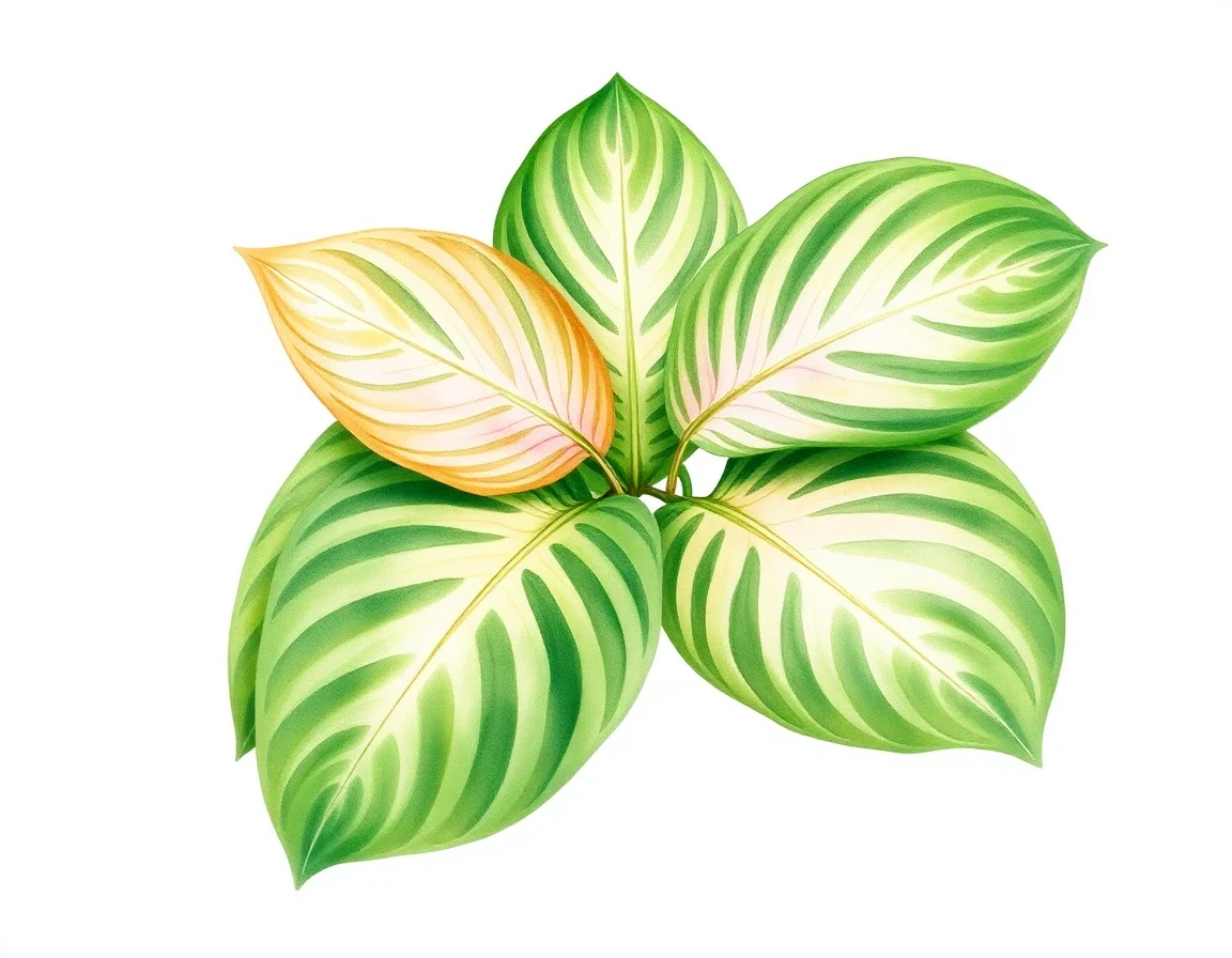 Watercolor illustration of Hosta 'Lakeside King Pin'