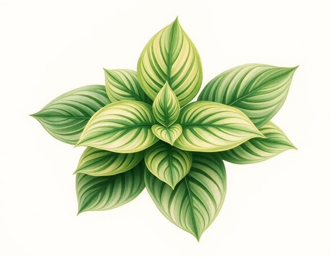 Watercolor illustration of Hosta 'Lakeside Knickknack'