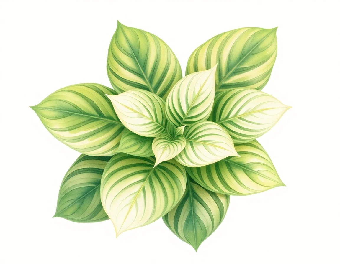 Watercolor illustration of Hosta 'Lakeside Little Vamp'