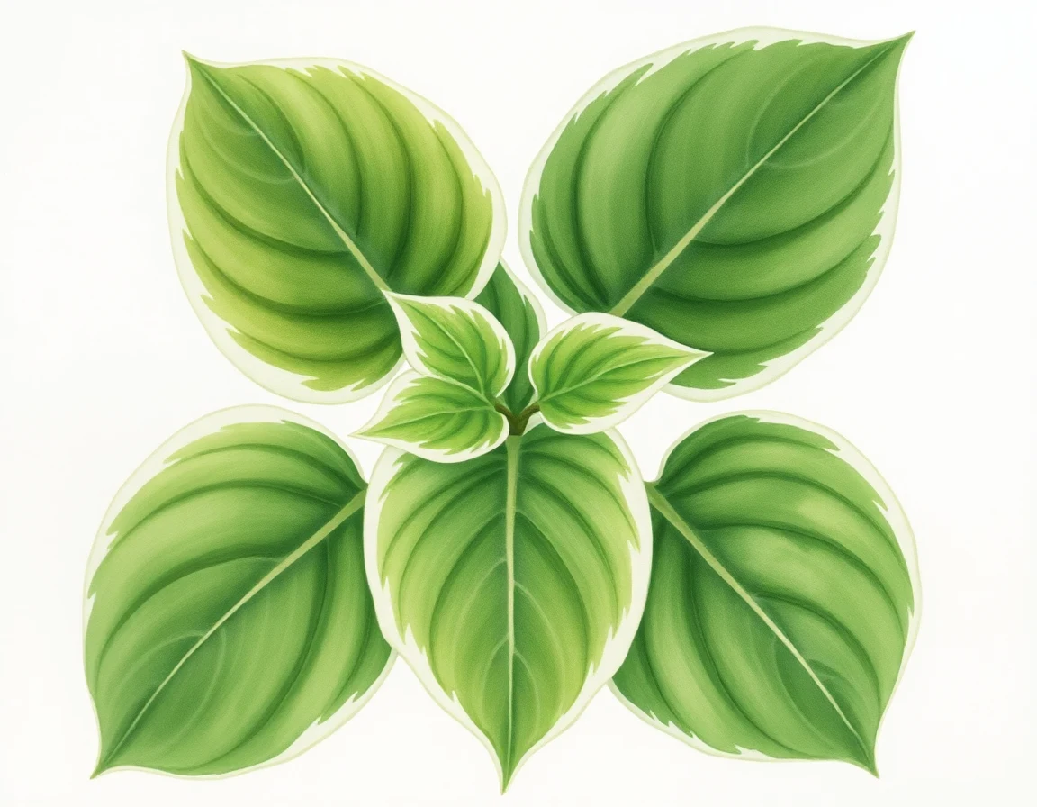 Watercolor illustration of Hosta 'Lakeside Love Affaire'