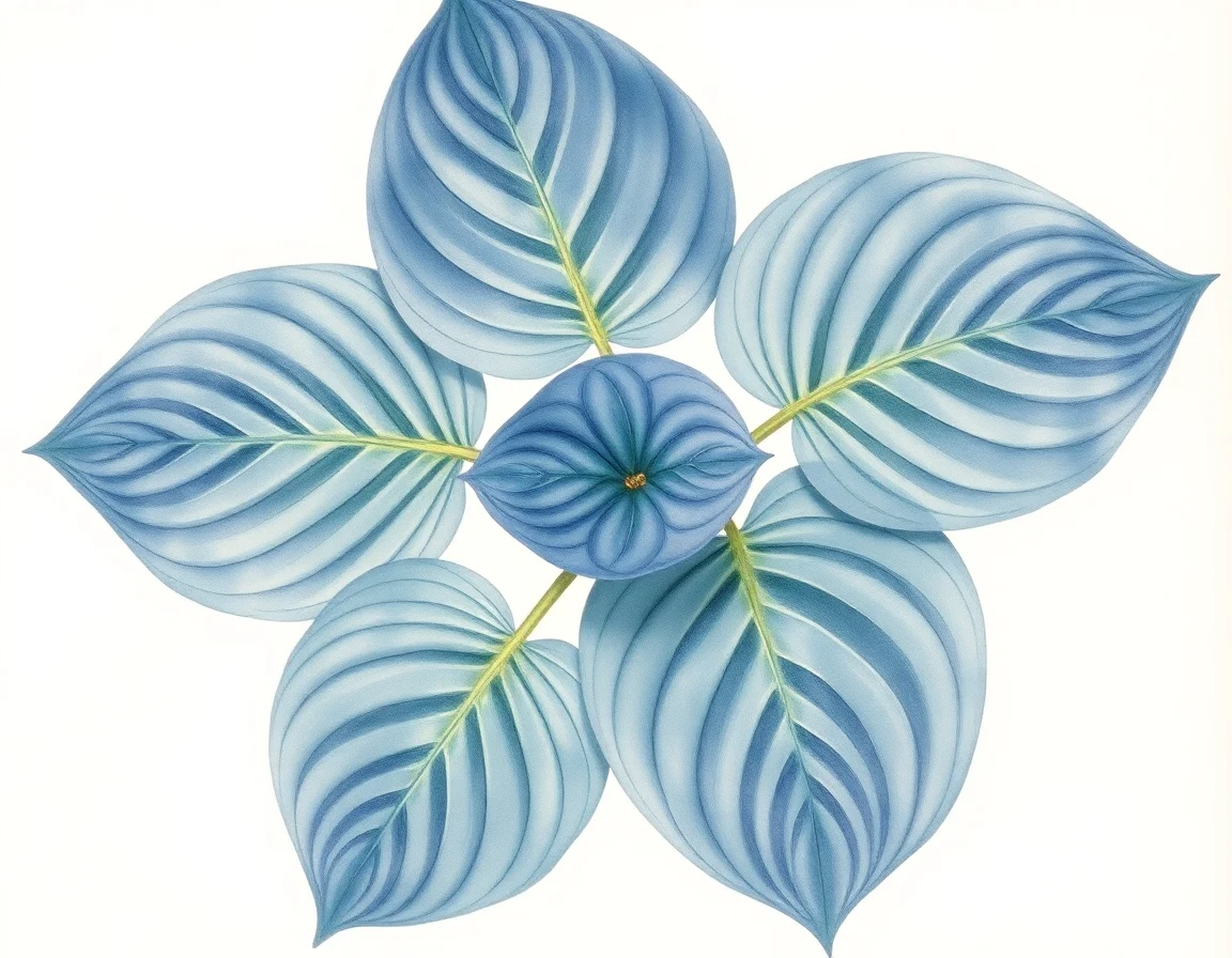 Watercolor illustration of Hosta 'Lakeside Meadow Ice'