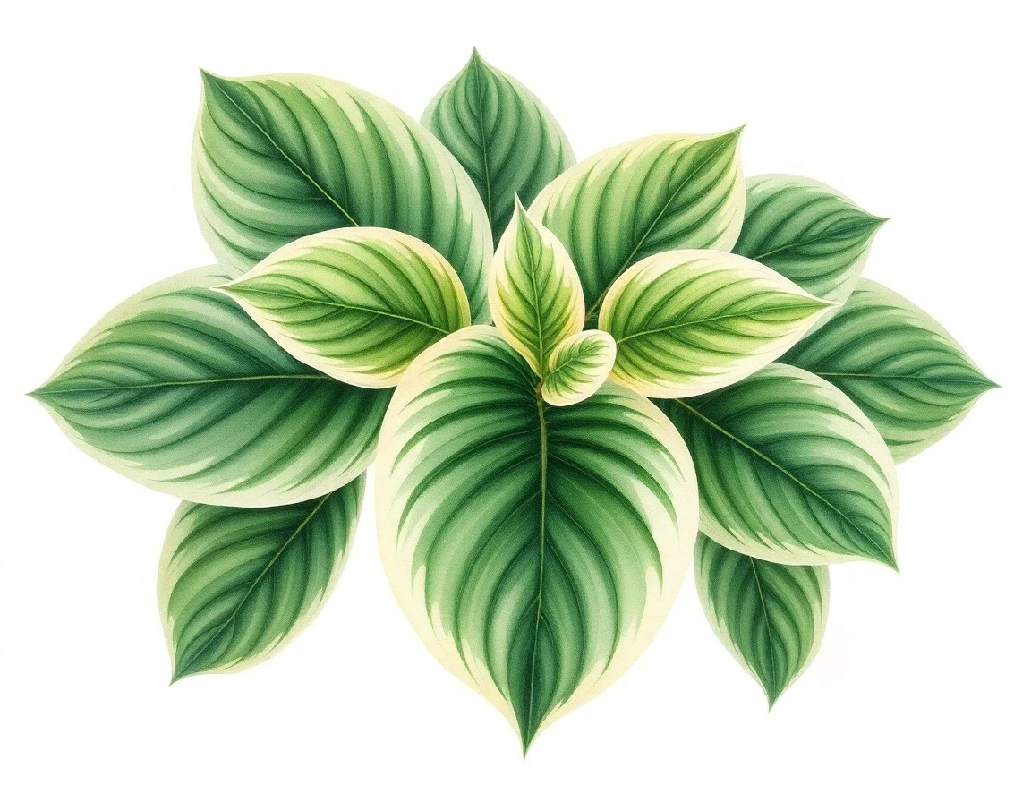 Watercolor illustration of Hosta 'Lakeside Metered Light'