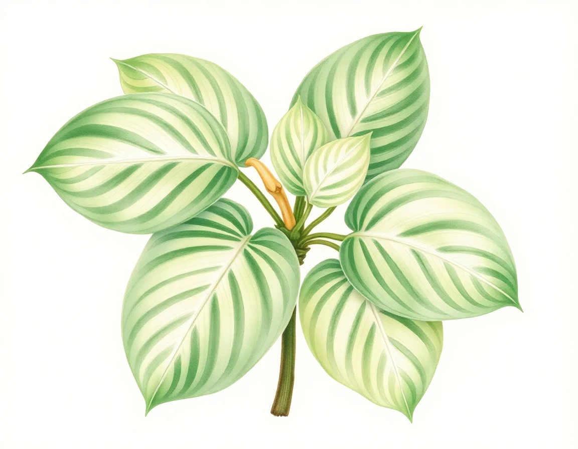 Watercolor illustration of Hosta 'Lakeside Pebbles'