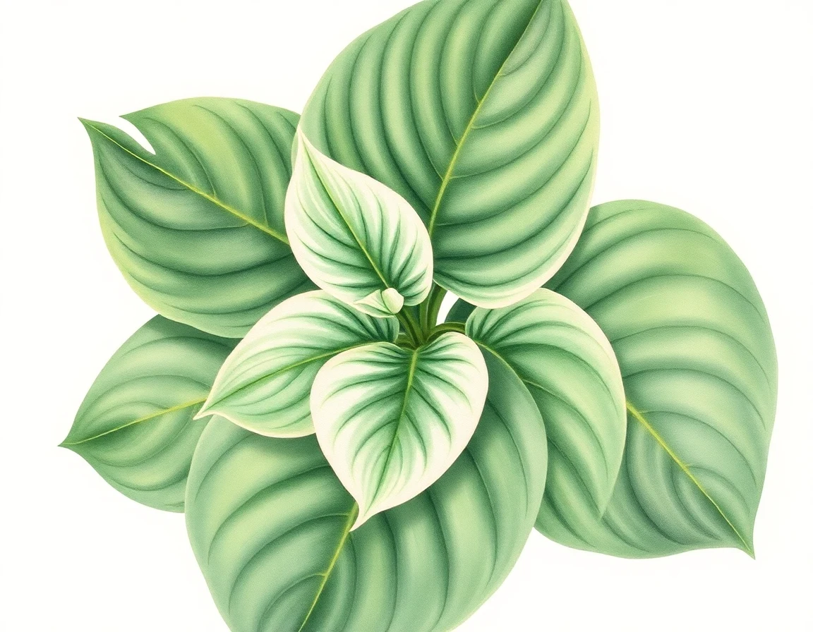 Watercolor illustration of Hosta 'Lakeside Prophecy Fulfilled'