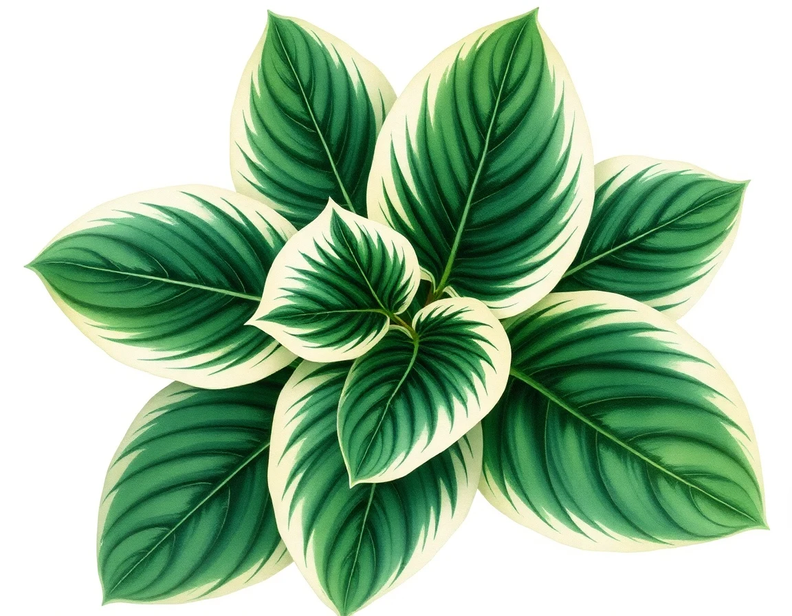 Watercolor illustration of Hosta 'Lakeside Ring Master'