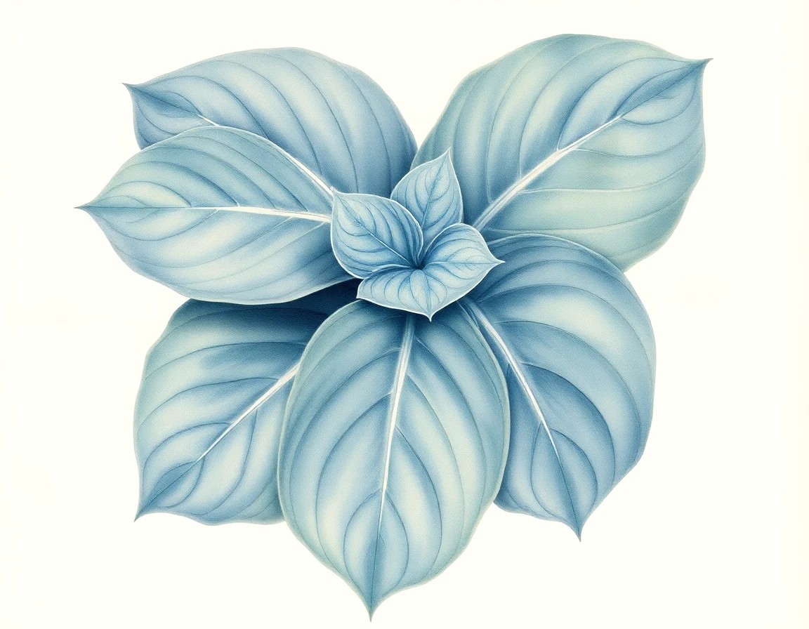 Watercolor illustration of Hosta 'Lakeside Round Table'