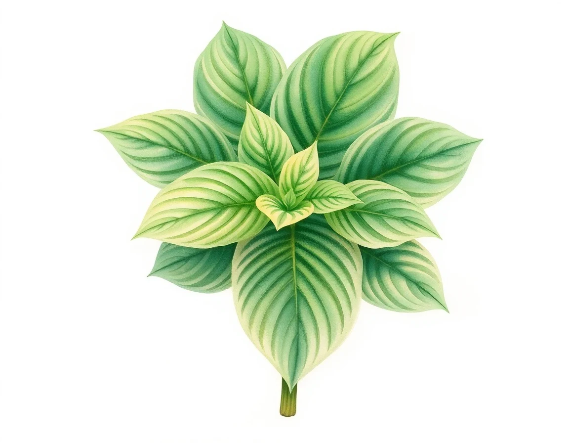 Watercolor illustration of Hosta 'Lakeside Sir Logan'