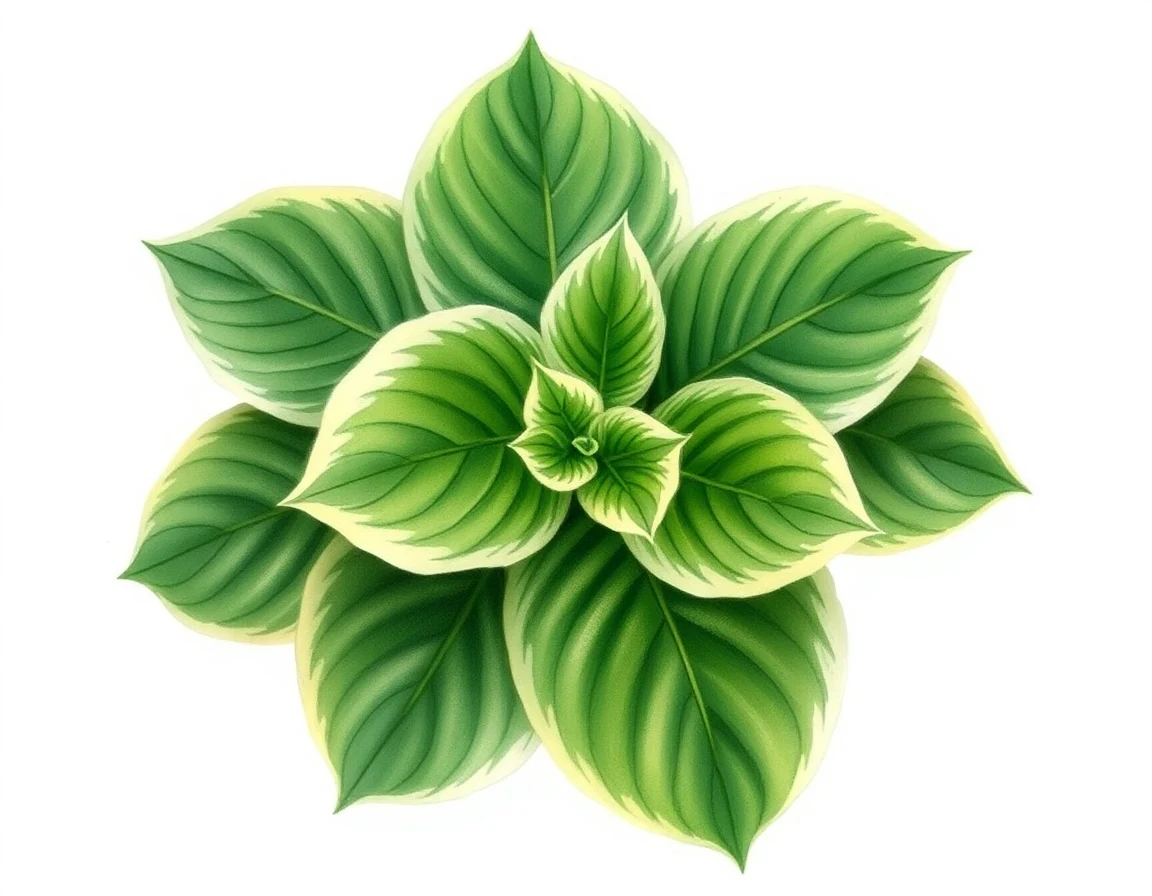 Watercolor illustration of Hosta 'Lakeside Spruce Goose'