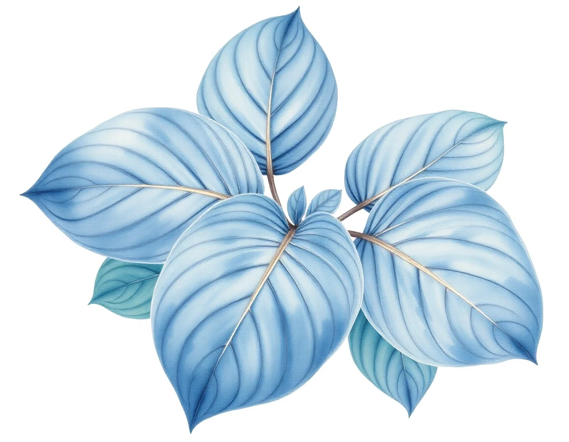 Watercolor illustration of Hosta 'Lakeside Surf Rider'
