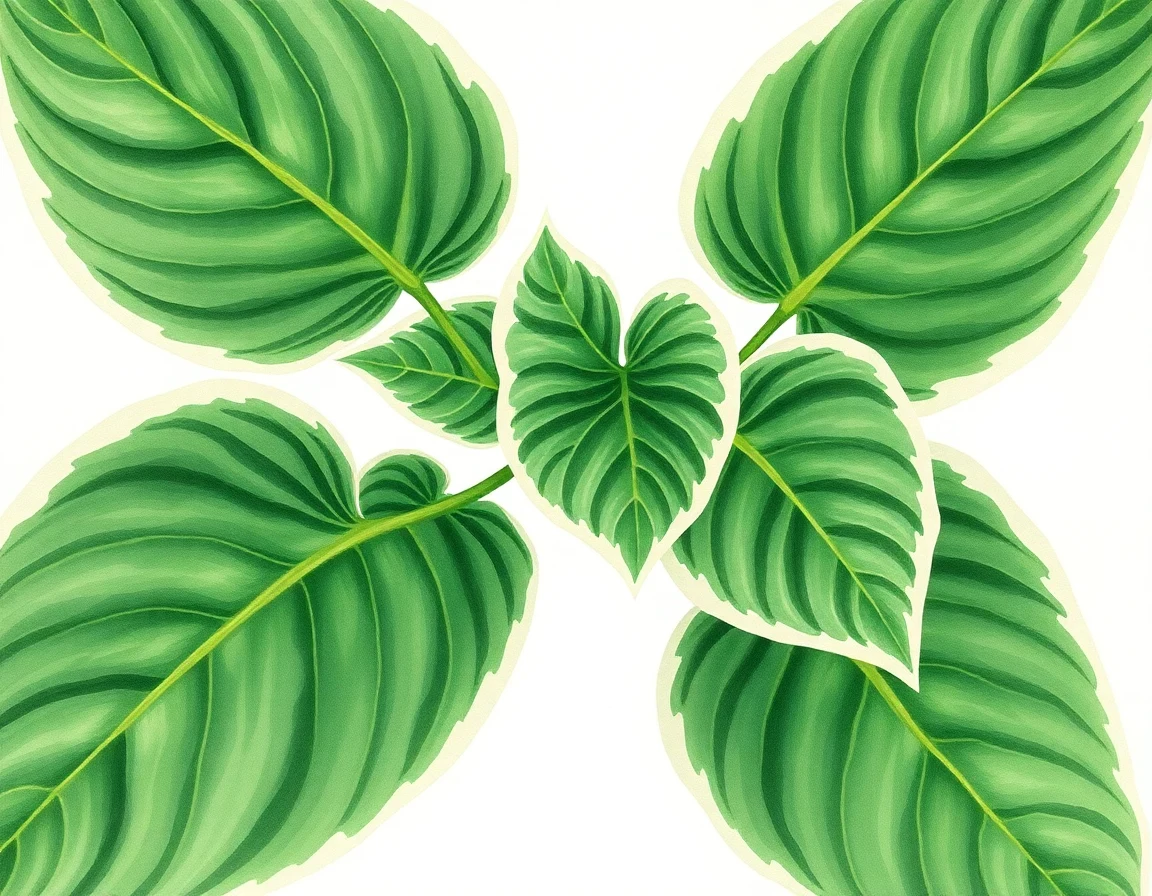 Watercolor illustration of Hosta 'Lakeside Swan Pon'