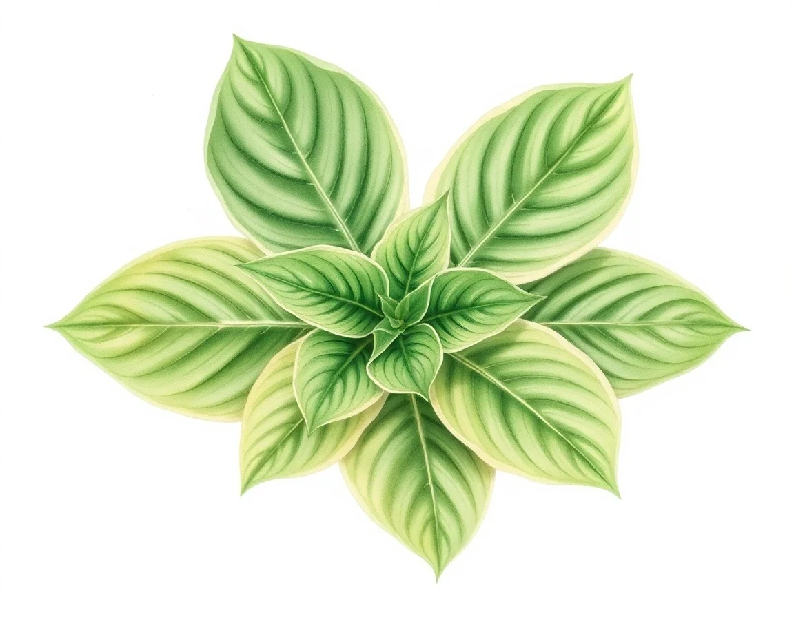 Watercolor illustration of Hosta 'Lakeside Symphony'