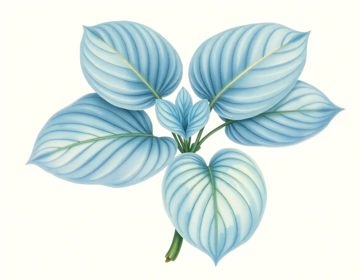 Watercolor illustration of Hosta 'Lakeside Waltz King'