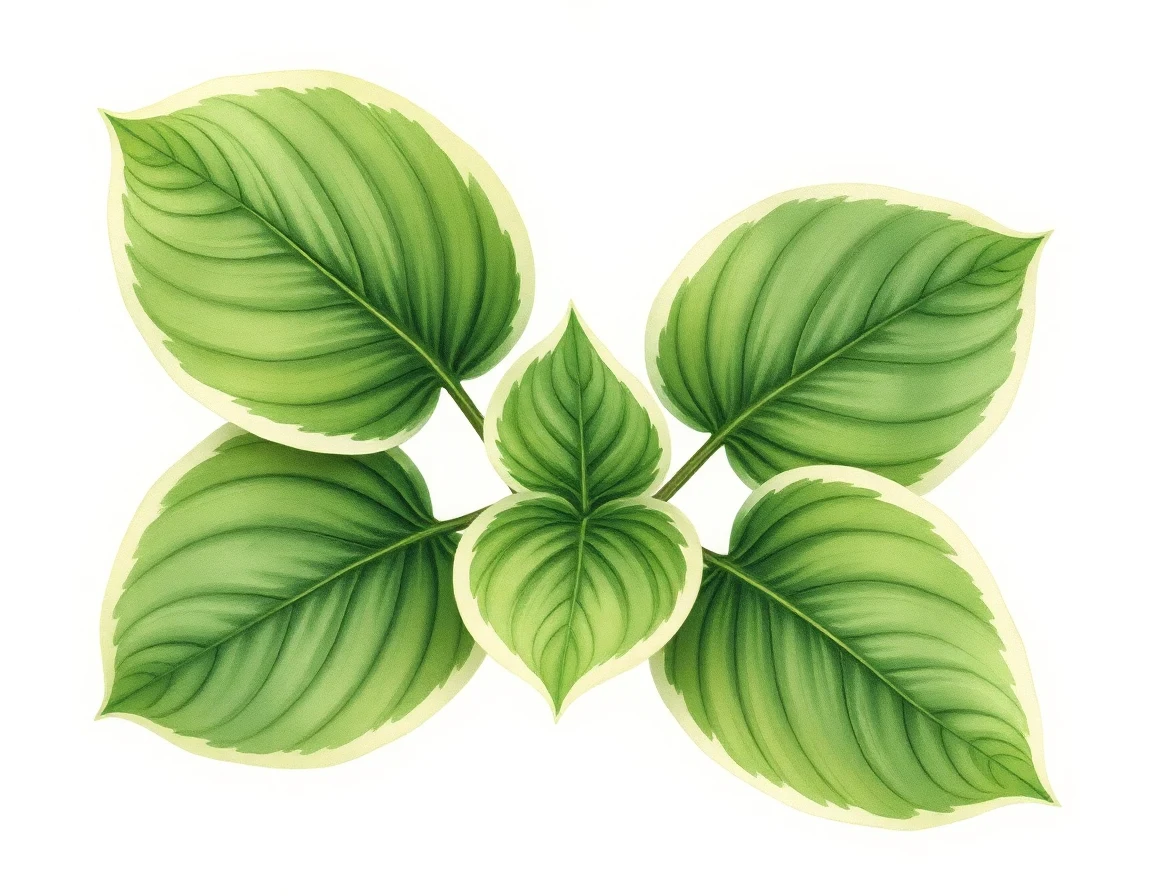 Watercolor illustration of Hosta 'Lakeside Whizzit'