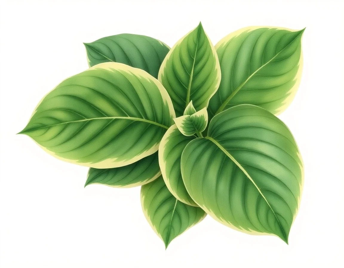 Watercolor illustration of Hosta 'Laura'