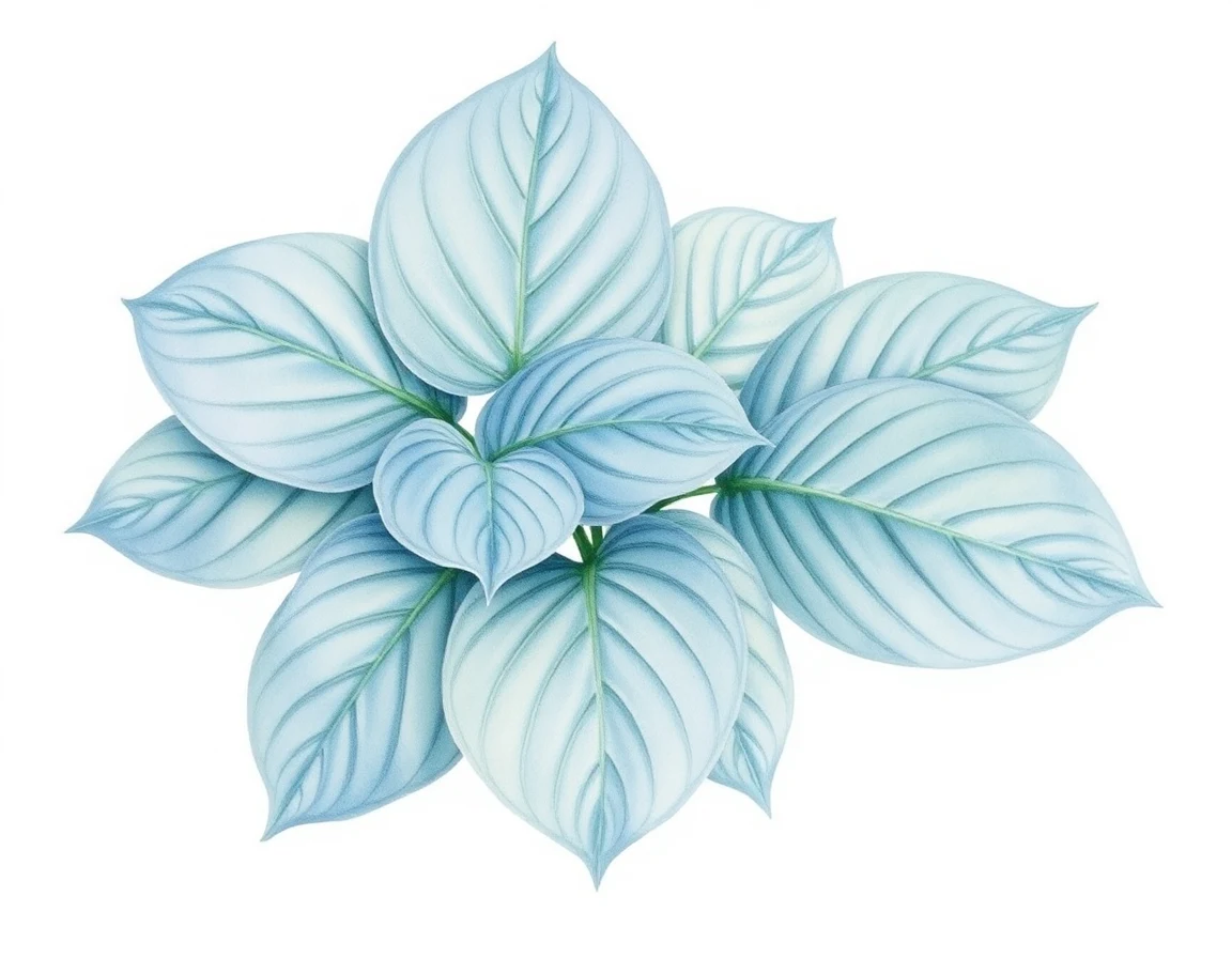 Watercolor illustration of Hosta 'Lavender Stocking'