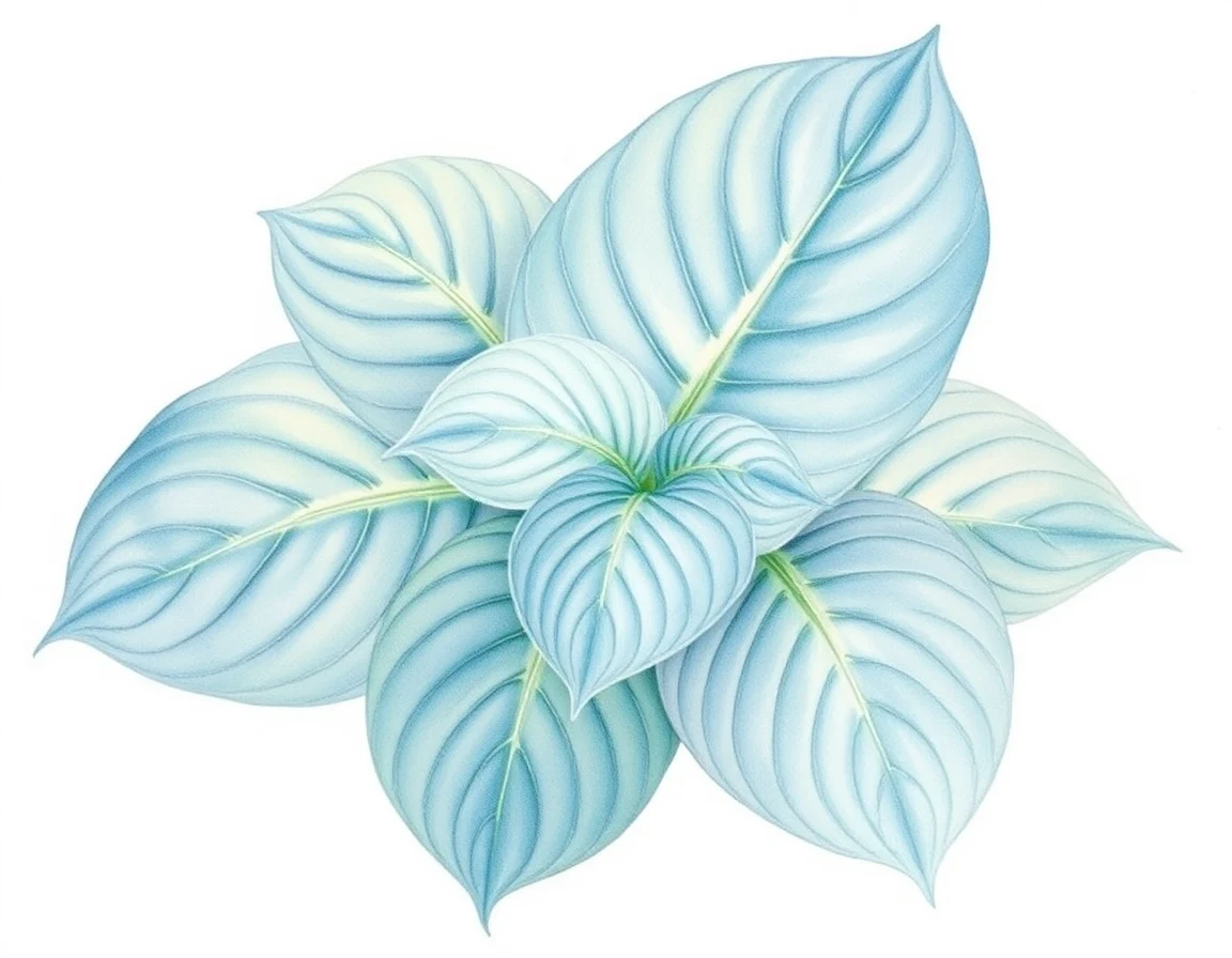 Watercolor illustration of Hosta 'Laverne and Shirley'