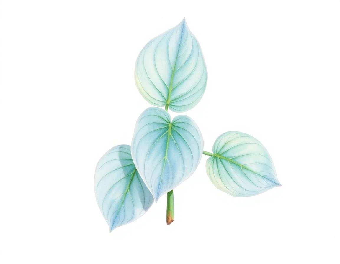Watercolor illustration of Hosta 'Leather and Lace'