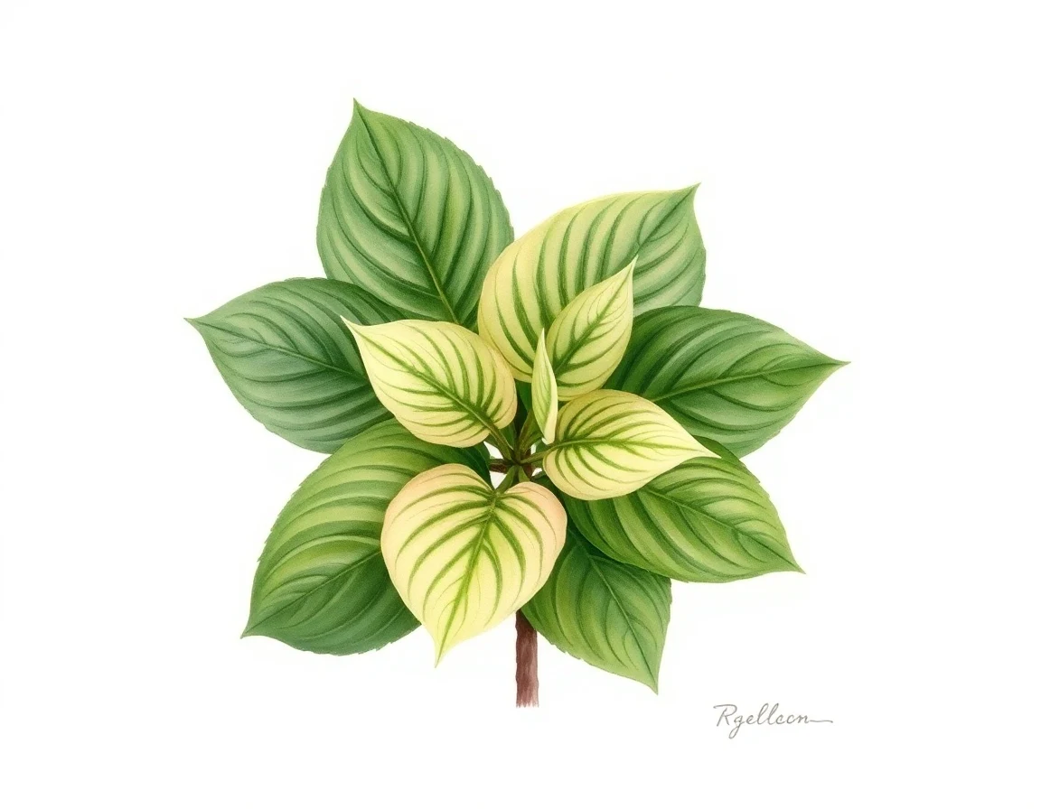 Watercolor illustration of Hosta 'Leather Sheen'