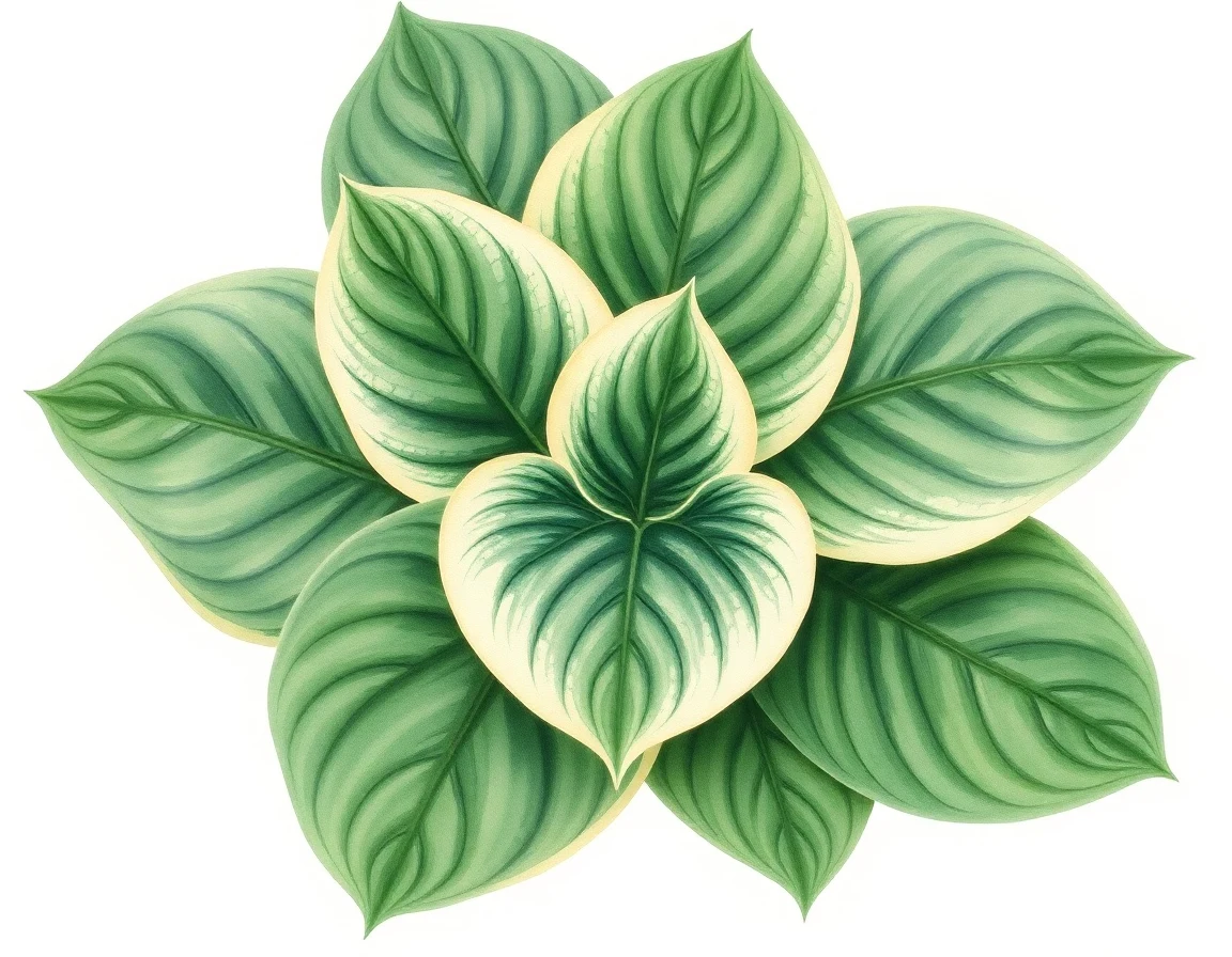 Watercolor illustration of Hosta 'Lemon Chiffon'