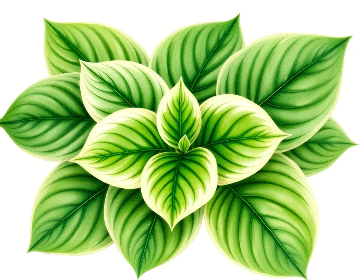 Watercolor illustration of Hosta 'Lemon Crust'
